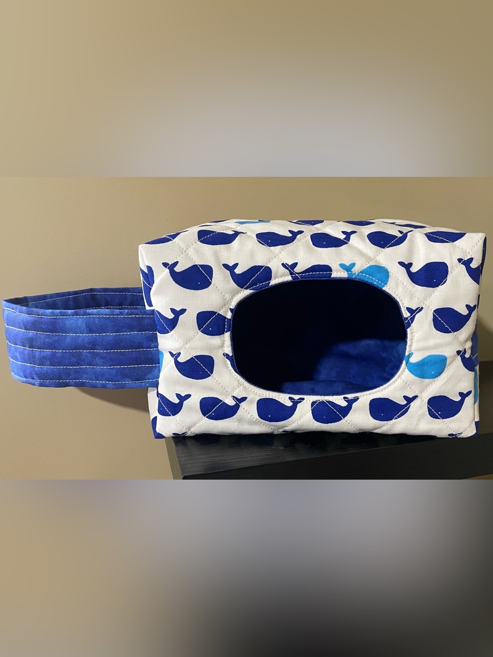 Whale Print Quilted Diaper/Wipe pouch- Blue/White